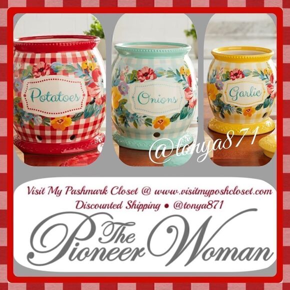 🦋 New Pioneer Woman Vegetable Keeper Canisters, Set of 3 - Picture 3 of 8